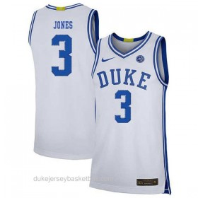 Mens Tre Jones Duke Blue Devils #3 Limited White Colleage Basketball Jersey